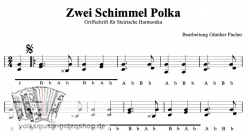 Zwei Schimmel Polka v. Ivan Preseren - Griffschrift zum Download